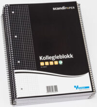 Kollegieblokk A4 70g ruter med marg og perforering 10 stk