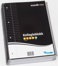 Kollegieblokk A4 70g linjer med marg og perforering 10 stk