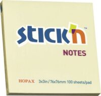Stick'n notatblokk 76x76mm gul